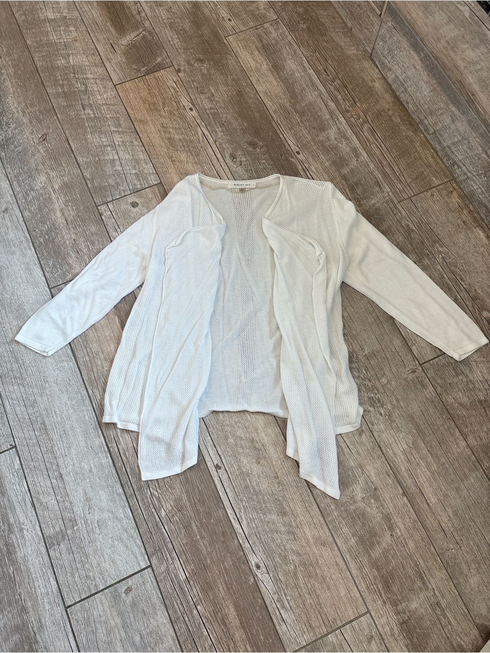 august silk White Open-Front Lightweight Cardigan